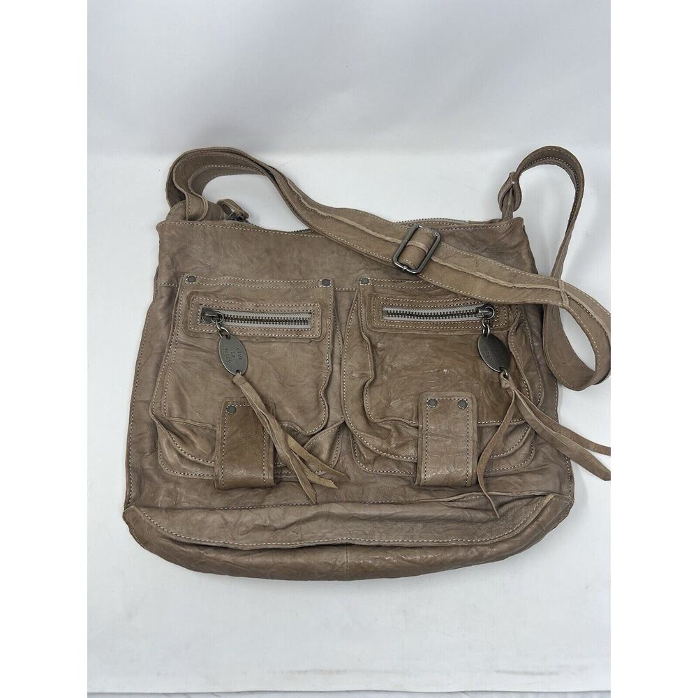 Juicy Couture Messenger Bag Womens Tan 100% Lamb Leather Tassel‎ Zipper RN52002